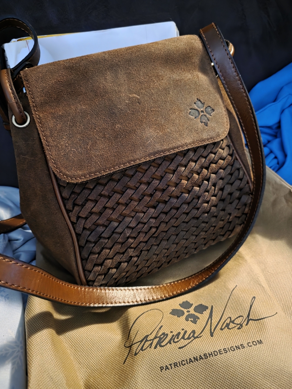 Patricia Nash Brown Woven Leather Crossbody Or Shoulder Bag New. Most Beautiful - Picture 3 of 10
